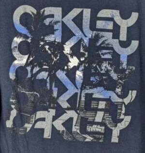 Oakley XL Blue Graphic T-Shirt Men’s Palm Tree Logo Tee 100% Cotton Regular Fit